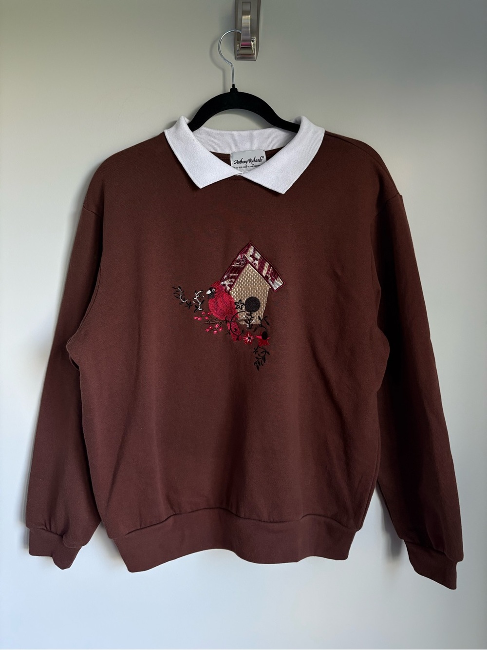 Anthony Richards Collared Bird Cardinal Graphic Sweatshirt